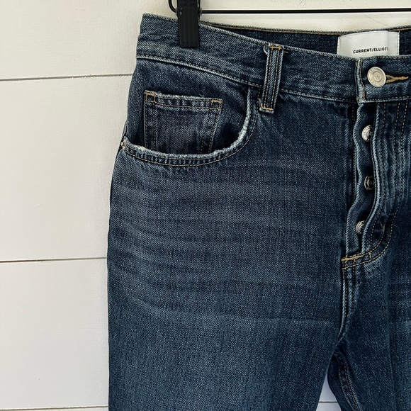 Current/Elliott The Exposed-fly Vintage Cropped Slim Jeans In Bermuda - Picture 5 of 9